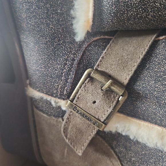 Bearpaw riding boots disstressed brown suede leather, sheep shearling Sara - Picture 2 of 7